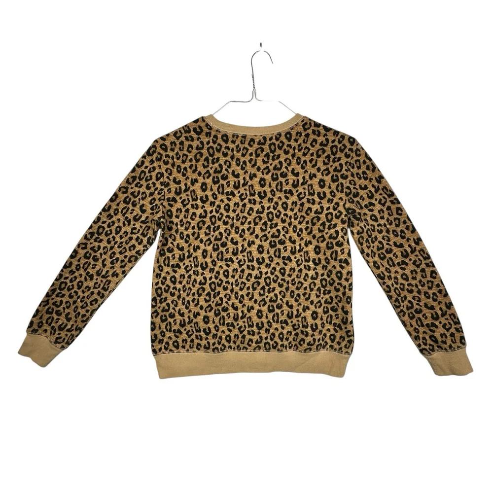 Justice Girls Cheetah Print Tan Pull over Sweatshirt Size Large 12-14